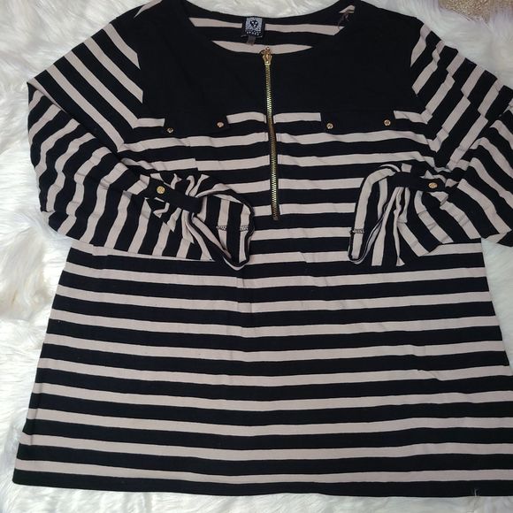 Anne Klein Sport | 3/4 Sleeve Stripe Sweater sz 1x - Picture 1 of 7